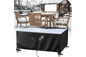 AJALGZ Housse de Table Jardin 90x90x30cm/Longueur x Largeur x Hauteur Rectangulaire Bâche Salon de Jardin Protection Imperméable, Résistant Au Froid, Coupe-Vent Housse Mobilier Jardin Exterieur
