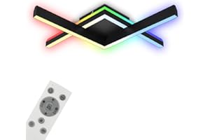 BRILONER - Lampa sufitowa RGB, podświetlana lampa sufitowa LED, ściemniana, regulowana temperatura barwowa, ramka LED RGB, pilot zdalnego sterowania, czarna