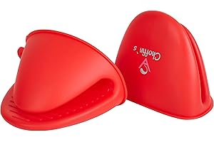 CHOFFIN`S Mini Guantes para Horno de Silicona Rojo, manopla de Barbacoa, Cocina, Resistentes al Calor, agarraderas pequeñas
