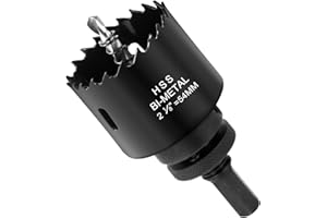 Flintronic Seghe a Tazza Bimetallica, Kit Seghe a Tazza Ø54mm, con Adattatore Esagonale e Punta di Centraggio, Per Forare Plastica, PVC, Legno, Fibra di Legno, Metallo Dolce- Nero