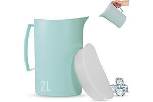 Mypicompany Carafe à eau en plastique premium 2 l - sans BPA, multifonctionnelle pour célébrations et activités de plein air, carafe à eau en plastique de couleur verte.