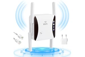 TAICHAEU WLAN Verstärker - WLAN Repeater 1200Mbit/s Dual Band 5.8GHz + 2.4GHz WiFi Extender Booster mit 4 Antennen Repeater/AP Modus und WPS-Funktion,Internet Verstärker bis zu 3650 sq.ft und 35+ Geräten