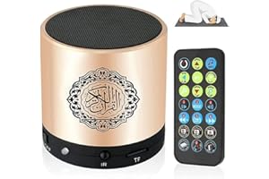 Hitopin Digital Quran Speaker, Portable Quran Speaker, Quran Speaker with Remote Control, Quran Speaker MP3 Player, over 18 Reciter and 15 Translations Available (Gold)