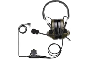 Retevis EHK007 Auriculares Tácticos Airsoft, IPX4, Electrónico, Reducción de Ruido de 28db, Auriculares Protegen Audición para Motorola 2 Pin para Ejercicios Airsoft CS (1 Pieza)