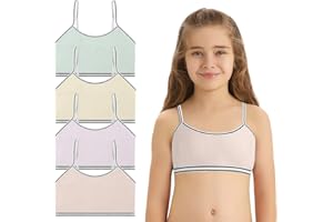 flintronic Brassières Soutiens-Gorge Fille en Coton, Brassière Fille de Sport, Filles Haut Bandeau Lingerie, Lot de 4