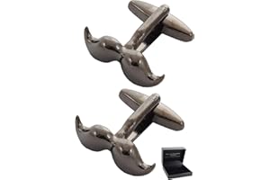 COLLAR AND CUFFS LONDON - Boutons de Manchette avec Boite-Cadeau - Grand Qualité - Moustache de Guidon - Laiton - Couleur Bronze - Barbe