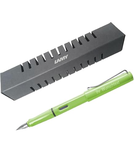 Lamy Safari Füllhalter – Grün, M-Feder, Patronenfüllsystem, Aus ABS-Kunststoff & Edelstahl, Inkl. Blaue Tintenpatrone