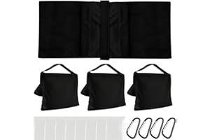 PRITOK Sandsäcke für Fotografie: 4er-Set Sandsäcke Schwarzer für Fotografie, Bohnensack Fotografie, Leere Sandsäcke mit Karabiner für Fotografie-Lichtstative, Lichtstative, Zelte und Pavillons