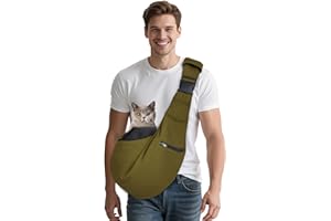 ALLSOPETS Borsa Trasporto Cane Gatto, Tracolla Traspirante per Cani di Piccola Taglia e Gatti, con Gancio di Sicurezza, Ideale per Passeggiate e Viaggi (Verde Oliva)