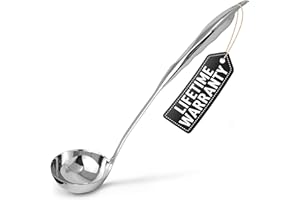 ZULAY KITCHEN Zulay Premium 12 Inch Stainless Steel Ladle with Ergonomic Grip - Soup Ladle with Long Handle and Ample Bowl Capacity Perfect for Stirring, Serving Soups and More - Heavy-Duty Metal Ladle