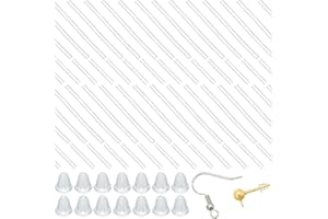 Beebeecraft 1 caja 200 piezas de 2 tamaños de Fundas de Pendientes de Silicona Y Tubo de Plástico Protectores de Perforación con 200 tuercas de Campana para Orejas Pendientes En Blanco Pernos
