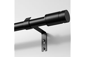 TRAROD Black Curtain Pole for Windows, 81-236 cm Curtain Poles Set with Brackets and Finials, 16mm Diamete Metal Window Curtain Rod, Easy Install Decorative Curtain Pole for Bedroom, Living Room