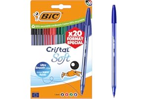BIC Cristal Soft Bolígrafos de Punta Media (1,2 mm) Set Formato Especial - Colores Surtidos, Pack de 20
