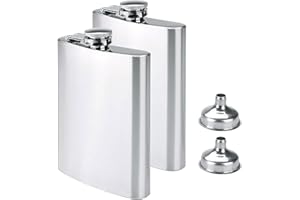 Willingood 2 x piersiówka ze stali nierdzewnej i lejek, 8oz.227 ml | nadaje się do noszenia alkoholu