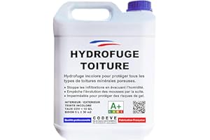CODÈVE BOIS Hydrofuge Toiture - Codeve Bois - 5L - Intérieur/extérieur - Pour Toiture En Tuile, Ardoise, Terre Cuite, Béton, Fibrociment, Lauze.