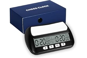 ​​USHOP Horloge d'échecs Professionnelle​​,Minuteur d'échecs numérique Multifonction​​ – Compte à rebours/Bonus/délai,Commandes à 4 Boutons​​,​​Design compétition​​ pour Tournois et Jeux de société