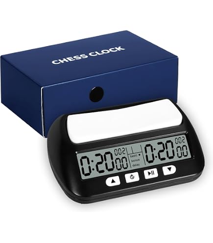 Pendule D'échecs Professionnel – Horloge Numérique 14x8,8x4,5 Cm – 4 Boutons – Modes Compte à Rebours, Bonus, Délai – Piles AAA