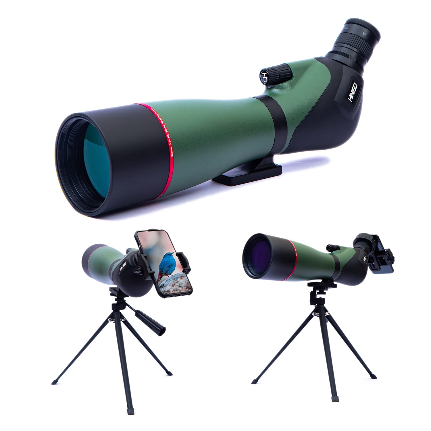 HINISO 20-60x80 HD Spotting Scope with Tripod | High Power Waterproof Telescope for Bird Watching, Wildlife & Hunting