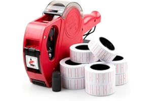 ABN Finest Price Tag Gun Pricing Tagging Gun Machine with 11000 Label Stickers Retail Shop Labeller Kit (Red)