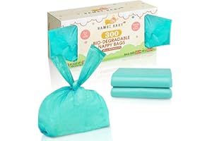 ECO Bambi Baby ™ 100% Biodegradable and Compostable 300 Nappy bags| Antibacterial Diaper Disposal Sacks in Kraft Box | Essentials for Newborn Babies and Young Children