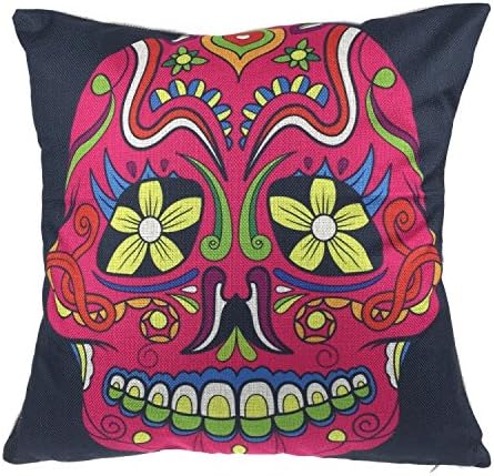 Luxbon Day of the Dead Mexico Fiesta Purple Sugar Skull Cushion Cover Durable Cotton Linen Throw Pillow Case 18"X18" 45x45cm