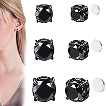 Orecchini Magnetici DMNQ - 5 Paia, 6 Mm, Acciaio Inox, Senza Foro, Unisex