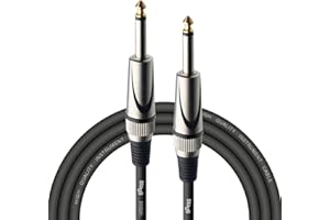 Stagg Deluxe Instrument Cable, 1/4" 6.35mm Jack To Jack, Heavy-Duty Connectors, 3 Metres / 10 Feet, Black