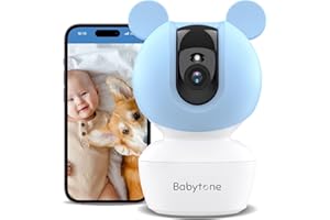 babytone 4MP Wifi Indoor Security Camera, 2.5K Wireless Baby Monitor with with Phone APP, Auto Tracking, Pet Camera with 2 Way Audio, IR Night Vision, Human/Sound/Motion Detection, Works with Alexa