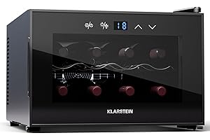 Klarstein Cave a Vin, Caves à Vin de Conservation de 21L, Porte en Verre, Cave a Vins à Zone Unique, Bar Int/Ext, Frigo Vin, Armoire a Vin, Cave a Vin de Vieillissement, Cave à Vin 8 Bouteilles