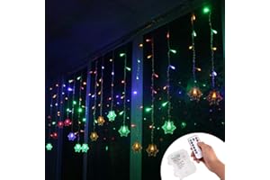 Klighten Tenda Luci LED, Luci cascata, Strisce LED, 96er Led Luci 3.5 * 0.65m Telecomando, Alimentato da Batteria, Impermeabili IP44, per finestra, porta, patio, giardino, feste, Natale (RGB)