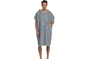 FLYILY Adulto Unisex Bata Poncho de Toalla para Niños Natación Toalla Playa Surf Poncho Albornoz Robe con Capucha para Cambiarse de Ropa(Grey,L)