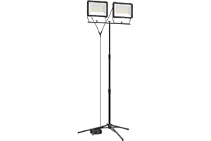 ‎NORTHPOINT Northpoint LED Blackline Baustrahler Arbeitsstrahler mit Stativ Fluter Strahler 300W (2x 150W) Leistung 24000 Lumen Lichtstrom 170cm Stativ 5m Zuleitung AN/AUS Schalter