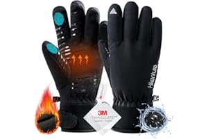 HIKENTURE Gants de cyclisme pour homme et femme - Gants d'hiver chauds avec isolation Thinsulate 3M - Coupe-vent - Écran tactile - Gants de ski imperméables - Gants de course pour l'extérieur
