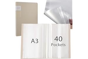 hocadon Präsentationsmappe Sichtbuch A3 mit Klarsichthüllen Sammelmappe din A3 Kunst Portfolio Ordner Mit 40 Klarsichthüllen für 80 Blatt für Kunstwerke, Bürobedarf