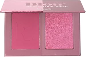 KRASH KOSMETICS Colorete Blow Blush 100 GRADOS - 2 Tonos Mate Shimmer - Alta Pigmentación - Cobertura Modulable - Coloretes Polvo Rosa Naranja Fucsia - Blush Espejo Incluido - Vegano y Cruelty Free