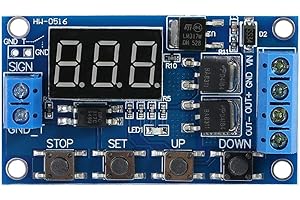OUMEFAR DC 5V a 36V Interruptor de temporizador de retardo de ciclo de disparo ajustable Módulo de encendido/apagado Interruptor de temporizador relé de ciclo dual-MOS con pantalla LED para controlar luces