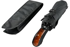 Leebotree Paraguas plegables y compacto, Paraguas de Viaje Plegable Clásico Sistema automático de apertura Tela impermeable y muy resistente 210T Fácil transporte