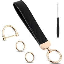 2 Pack Leather Wristlet Keychains - Car Key Holder With Key Rings & D Rings For Men & Women