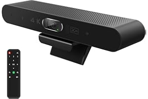 RayBit 4K Webcam con Micrófono y Altavoz, USB Plug & Play, Reducción de Ruido, Auto-Framing & Following, Cámara Web para Sala de Conferencias con Control Remoto para Windows TV/Zoom/Skype/Teams/PC/Mac