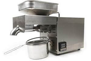 KINHALL Temperaturkontroll Ölpresse Maschine Automatisch Elektrische Ölpresse, Öl Extraktion Automatische Heißprsse Edelstahl Extraktor für Kommerziell & Haushalt 610 W