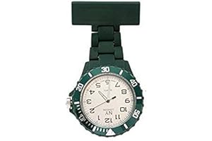 PRINCE LONDON NY NY London Dark Green White Face Silicone Rubberised Plastic Nurse FOB Watch Brooch Extra Battery