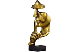Tibeoyad Il silenzio è statua d'oro,Mensola da ufficio Decorazione da tavolo Arte astratta Statua per la casa Ornamento Creativo in resina (oro)