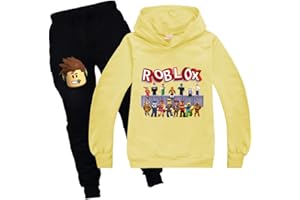 Baonmy Boys Roblox Jersey con capucha y pantalones, trajes de chándal Personajes de dibujos animados Suéter de algodón con capucha Pantalones Conjuntos de ropa