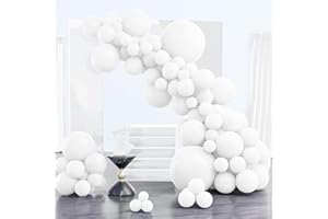 PartyWoo White Balloons 102 pcs Different Sizes Pack of 18 12 10 5 Inch Matte White Latex Balloon Arch Kit Garland for Wedding Bridal Graduation Baby Shower Birthday Party Decorations White-Y13