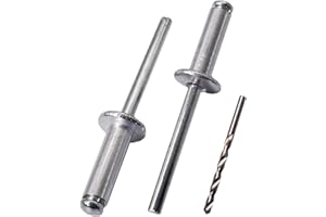 SKIR'CO 50 rivetti ciechi in alluminio 6,0 x 20 mm, mandrino in acciaio, rivetti pop, testa a cupola, rivetti DIN 7337, punta da trapano inclusa