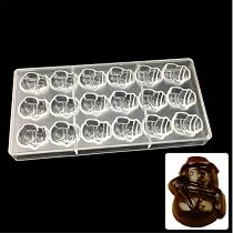 Moule à Chocolat Polycarbonate 18 Trous Motif Père Noël - 14.5 X 28 X 2.5 Cm, Pour Pâtisserie Et Bonbons