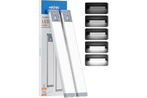 HIBOITEC Luce Led Sottopensile, 50LED Luci Armadio con Sensore, Dimmerabile Barra Led Sottopensile, USB Ricaricabile, Magnetica Adesiva, Senza Fili Luci per Armadio (Luce Bianca Fredda, 25,5cm)