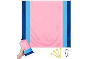 Sciphylia Coperta da Picnic 210x200 CM Coperta da Spiaggia Impermeabile e Leggera Anti Sabbia Portatile Coperta da Tasca con 4 Picchetti Fixed Tappetino da Spiaggia per Campeggio Trekking, Rosa