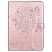 Produktbild iPad Pro 9.7 Zoll 2016 Hülle - Fanryn Ultra Schlank Superleicht Ständer Slim Leder Shell Case Cover Schutzhülle Etui Tasche Hülle Etui Schutzhülle für iPad Pro 9.7 Zoll 2016,(Rosen gold Katze und Baum geprägtes Muster)