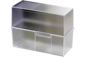 HAN 975-63, Card index box A5 landscape. Innovative, attractive design holds a maximum of 500 cards with steel hinge, translucent clear - various colours to choose from